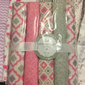 Baby Burp Cloths, Bibs, and Blanket Bundle.